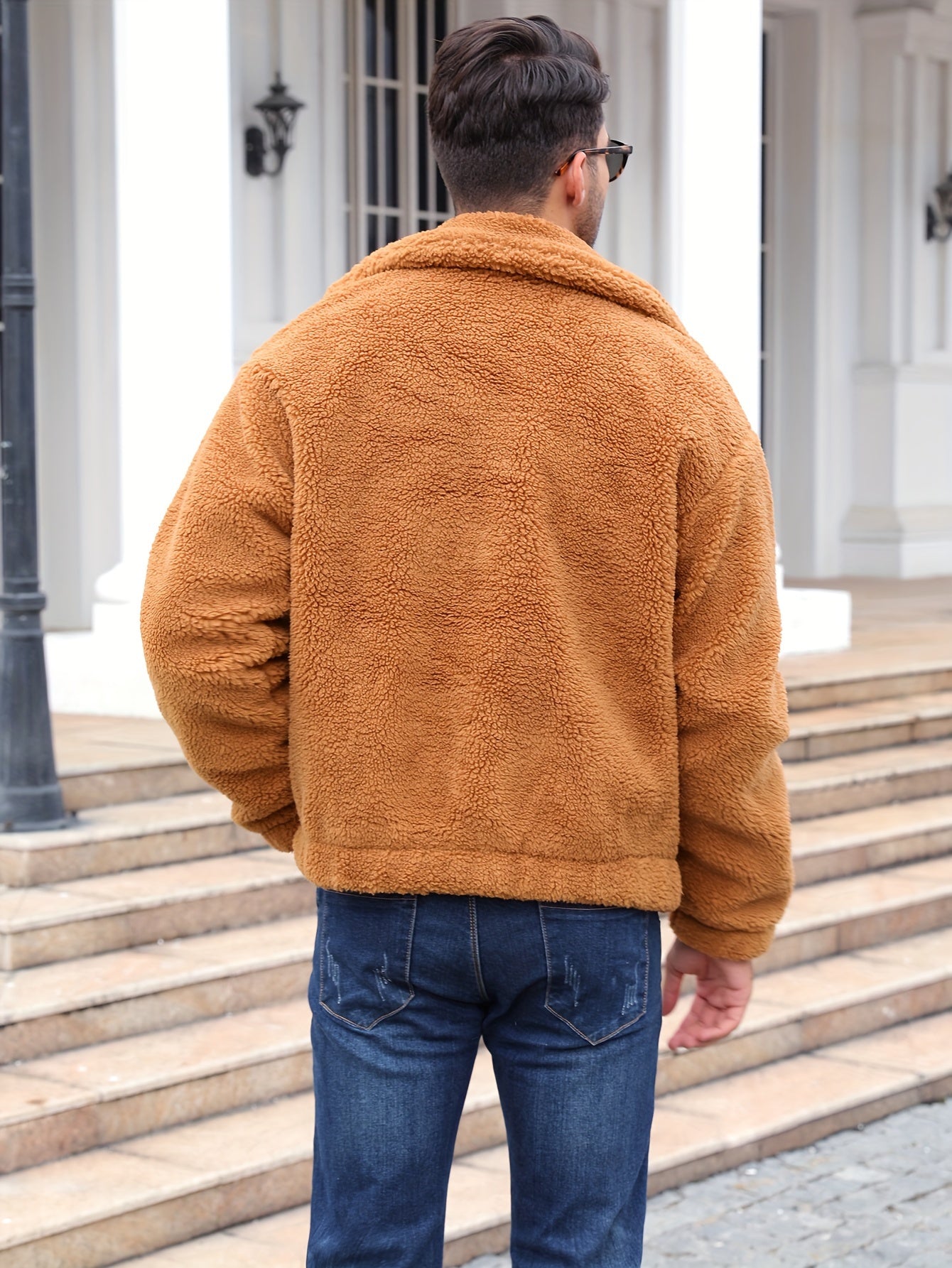 RELISH NOLESS Men's Casual Fleece Jacket - Warm, Zip-Up Winter Coat with Stand Collar &amp; Pockets