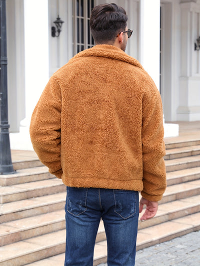 RELISH NOLESS Men's Casual Fleece Jacket - Warm, Zip-Up Winter Coat with Stand Collar &amp; Pockets