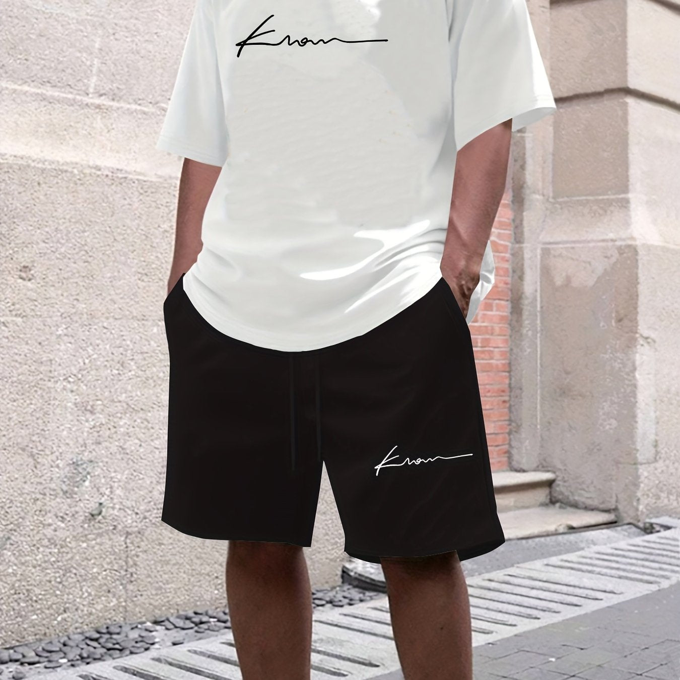 Men's suit short sleeve T-shirt and shorts