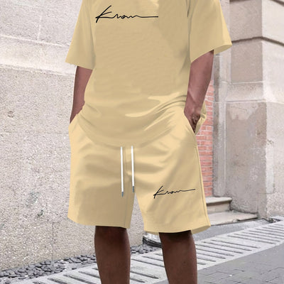 Men's suit short sleeve T-shirt and shorts
