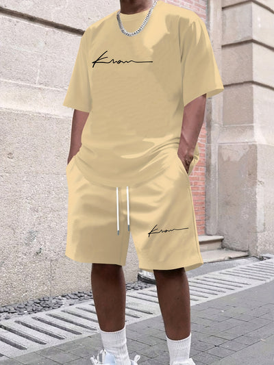 Men's suit short sleeve T-shirt and shorts
