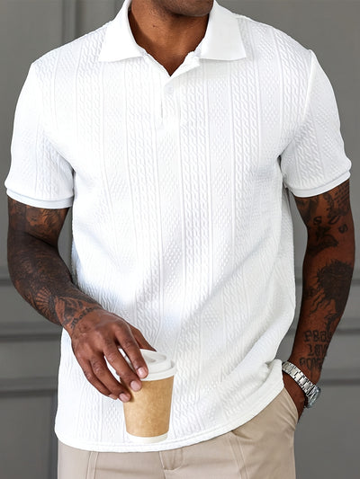 Men's Summer Casual Shirt - Breathable Short Sleeve, Machine Washable, Solid Color, Collar &amp; Button Detail, Regular Fit for Casual Attire, Breathable Summer Top | Stylish Casualwear | Comfortable fabric