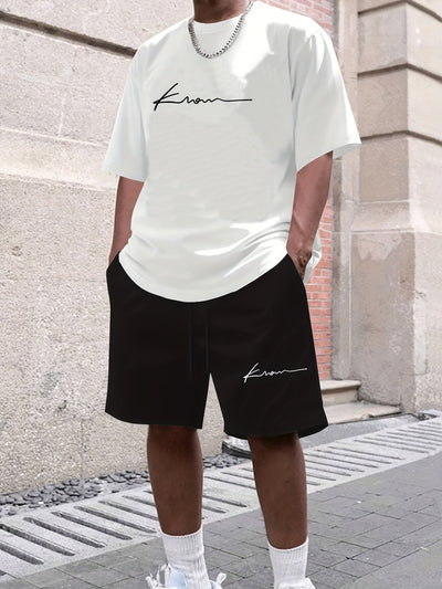Men's suit short sleeve T-shirt and shorts