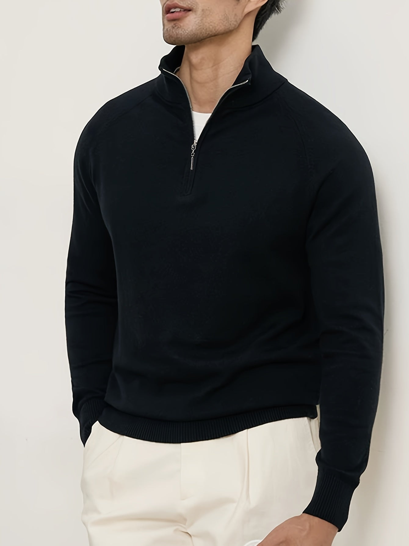 Men'S Long-Sleeve Knitted Polo Shirt