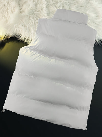 [Cozy Warmth] Men's Sleek Thickened Fleece-Lined Vest - Warm Stand Collar Zip-Up Sleeveless Jacket with Pockets for Fall &amp; Winter Comfort