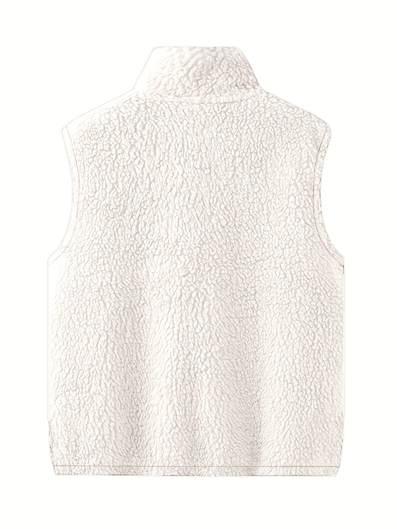Men's Winter Outdoor Thickened Sleeveless Vest - Fleece-Lined Stand Collar Solid Color with Pockets, Machine Washable for Hiking &amp; Casual Wear