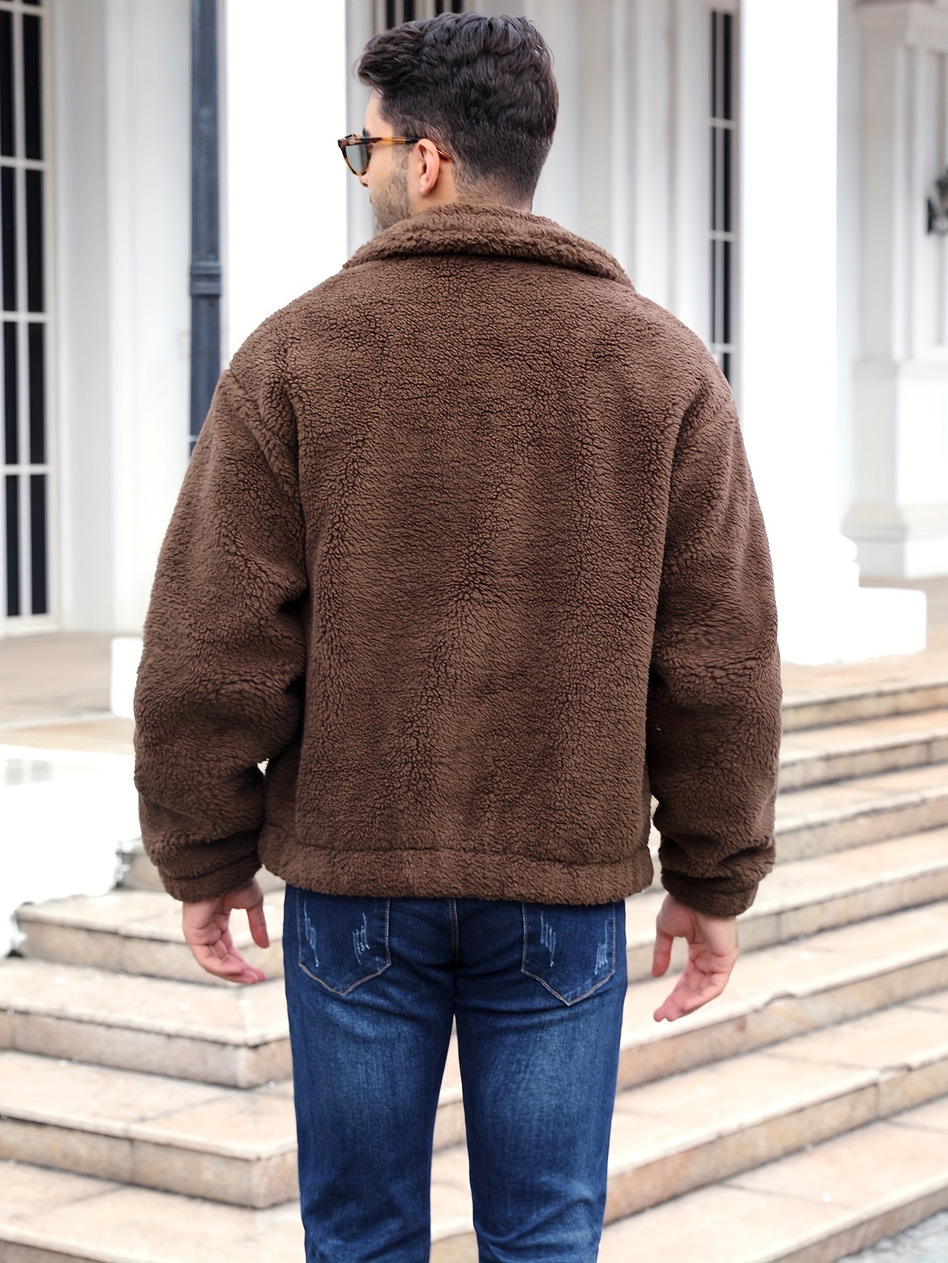 RELISH NOLESS Men's Casual Fleece Jacket - Warm, Zip-Up Winter Coat with Stand Collar &amp; Pockets