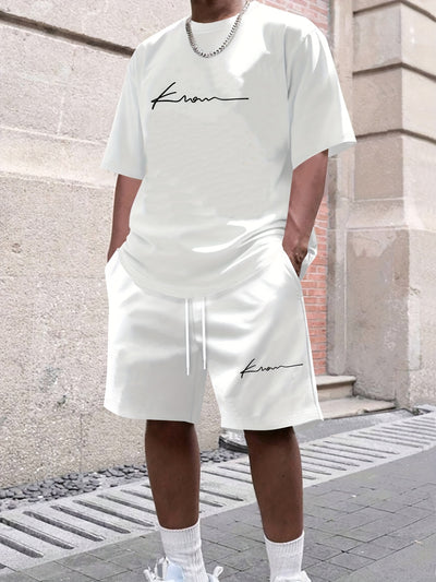 Men's suit short sleeve T-shirt and shorts