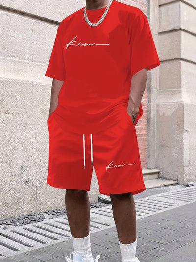 Men's suit short sleeve T-shirt and shorts