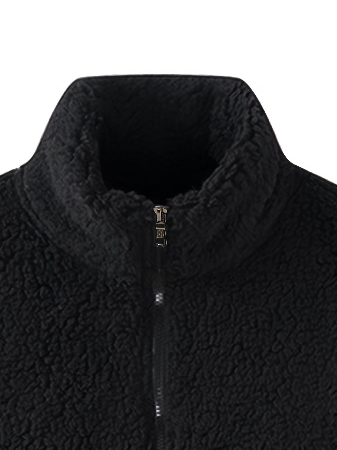 Men's Winter Outdoor Thickened Sleeveless Vest - Fleece-Lined Stand Collar Solid Color with Pockets, Machine Washable for Hiking &amp; Casual Wear