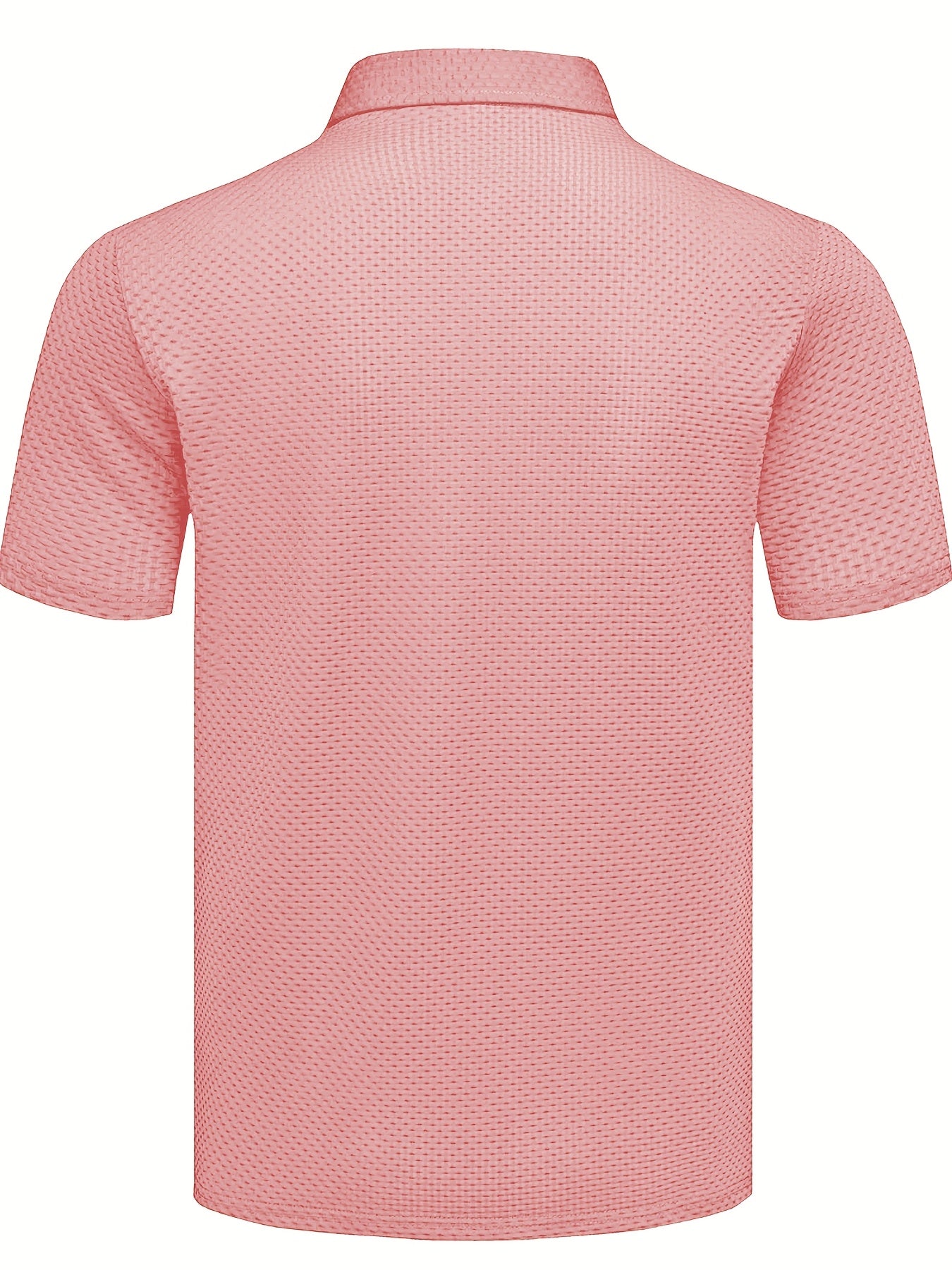 Men'S Casual Golf Shirt with Geometric Print, Lightweight Knit Fabric, Regular Fit, Short Sleeve, Button-Up Collar, Summer Wear, Golf Shirt