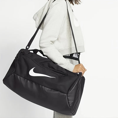 Nike Brasilia Double Zipper Large Capacity Gym Bag - Durable Polyester Sports Duffel with Multiple Compartments, Reinforced Handles &amp; Adjustable Shoulder Strap for Basketball, Travel, Casual Use - Unisex Black BA5957-010, Bas
