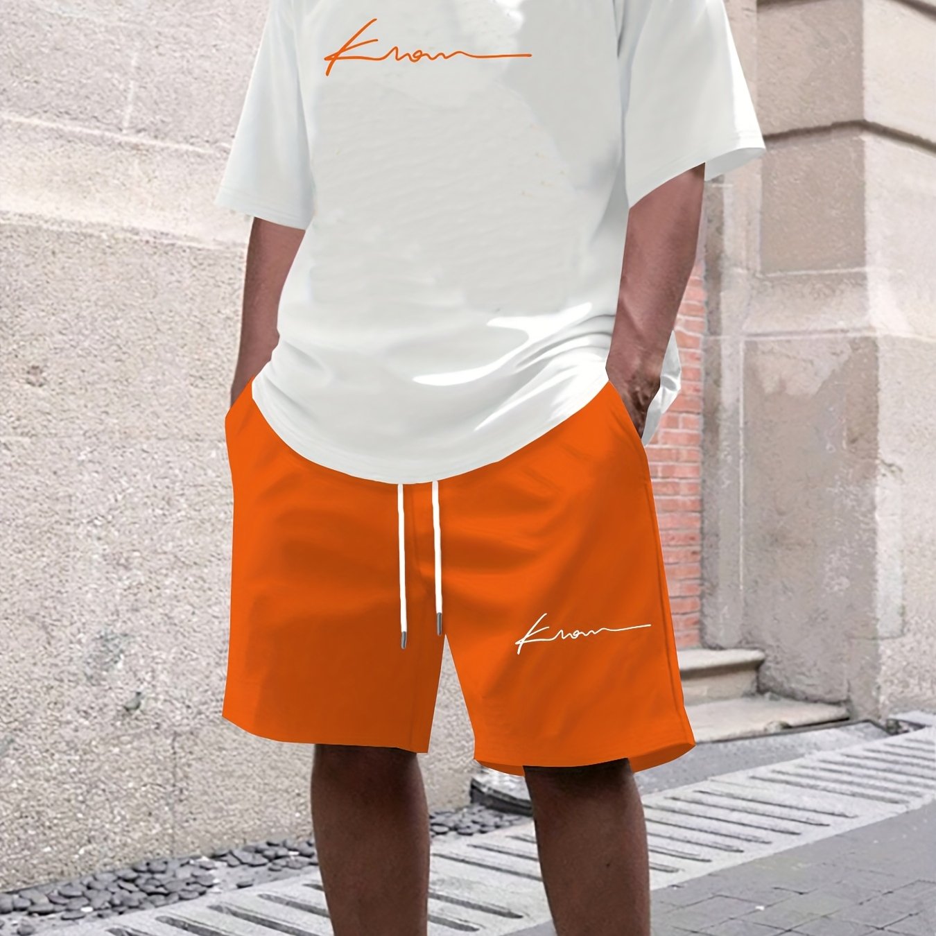 Men's suit short sleeve T-shirt and shorts