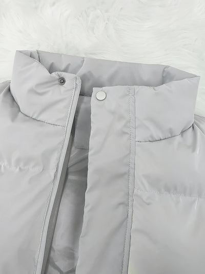[Cozy Warmth] Men's Sleek Thickened Fleece-Lined Vest - Warm Stand Collar Zip-Up Sleeveless Jacket with Pockets for Fall &amp; Winter Comfort