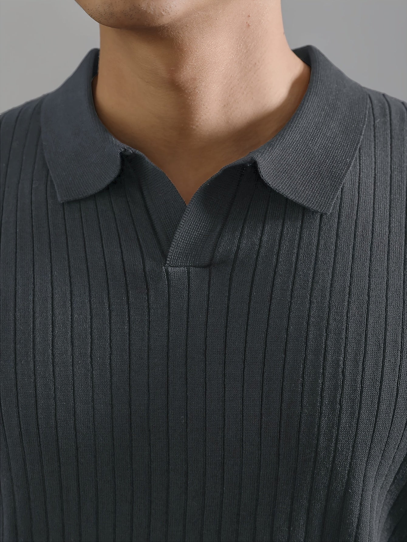 Men'S Classic Ribbed Knit Polo Shirt - Casual Summer Short Sleeve, Solid Color, Regular Fit with Collar, Lightweight Viscose Fabric for Casual Attire, Breathable Shirt | Classic polo design | Knitted Texture