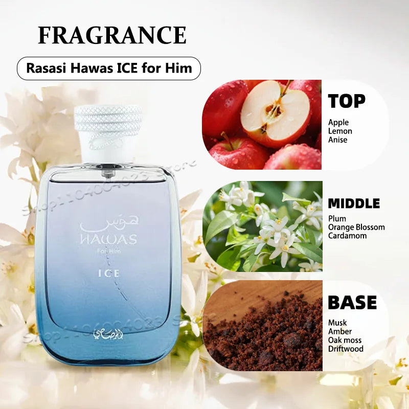 100ML RASASI Hawas Fire EDP Spray Long Lasting Arabian Perfume For Men With A Fiery Essence Middle Eastern Brand Perfume