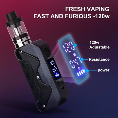 120W Smoke Vape Box Mod Electronic Cigarettes Kit 2000mah Battery 3ml Atomizer Adjustable Vaper Vaporizer Pen Ecig Vapor Vapes