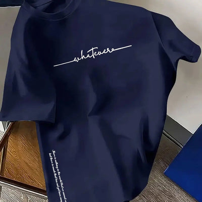 Men's summer 100 cotton fashionable casual sports loose plus size simple letter printed round neck short sleeved T-shirt top