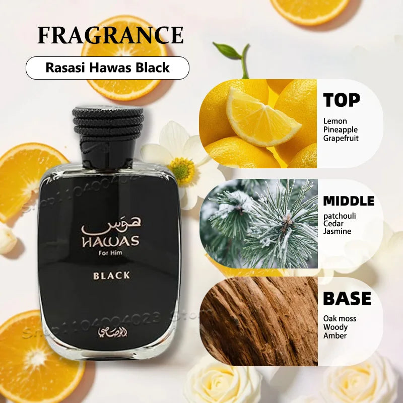 100ML RASASI Hawas Fire EDP Spray Long Lasting Arabian Perfume For Men With A Fiery Essence Middle Eastern Brand Perfume