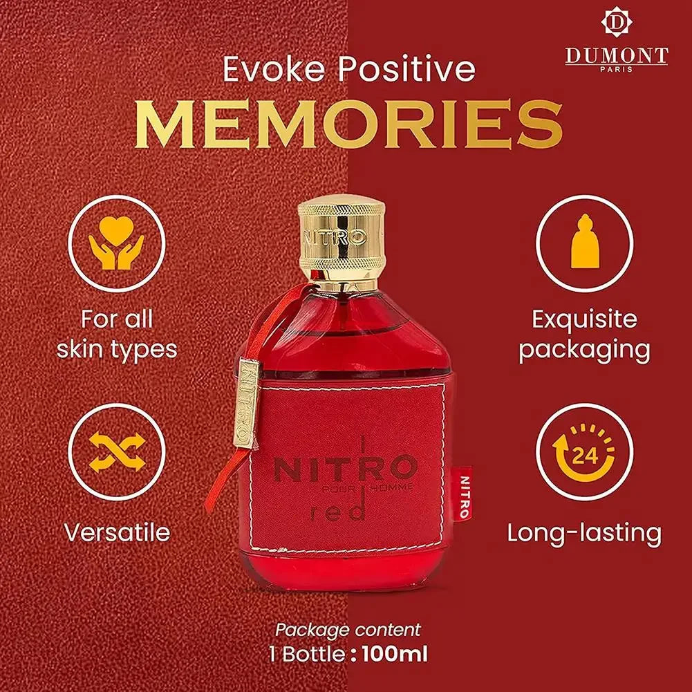 Nitro Red Dumont MEN Fragrance Middle Eastern Arabic Perfume Men's Perfume Women's Perfume Long-lasting 100ml