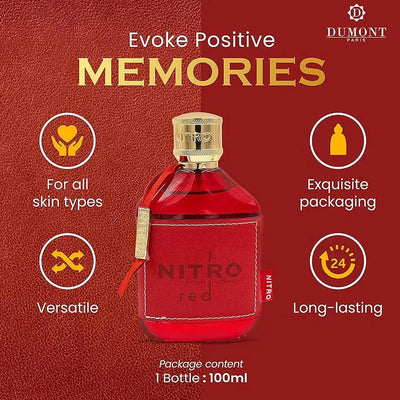 Nitro Red Dumont MEN Fragrance Middle Eastern Arabic Perfume Men's Perfume Women's Perfume Long-lasting 100ml