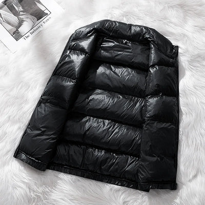 Vest Winter Hooded Glossy Cotton Vest Casual Waistcoat Men's Sleeveless Jacket Warm Overcoats Zipper Solid Color Mens Warm Vests