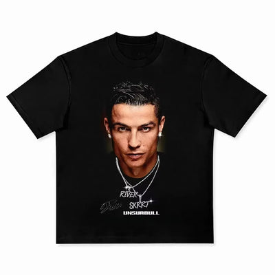 Men's T-shirt Cristiano Ronaldo fútbol superestrella Super moda impresa camiseta hombres desgastado algodón Men's T-shirt