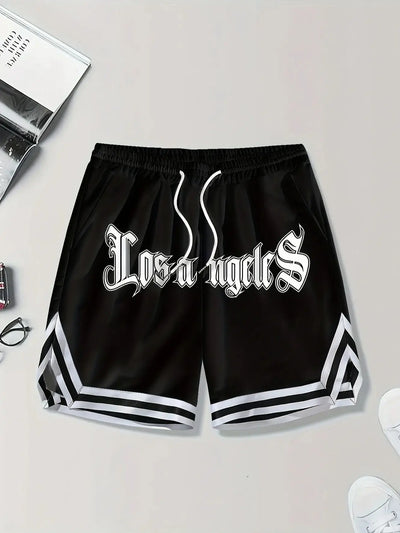 LOS ANGLES Print Men's Loose Large Drawstring Casual Minimalist Shorts Man Pants Casual Shorts Summer New In Men Clothing Thi