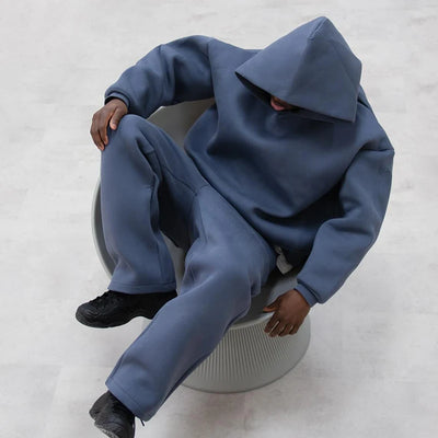 Y2k American Winter Oversized Hoodies Sweatpants Suits Men's Vintage Hip Hop Casual Elasticity Pullover Fashion Punk 2 Piece Set