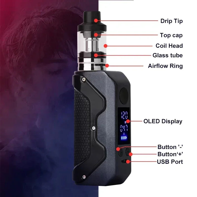 120W Smoke Vape Box Mod Electronic Cigarettes Kit 2000mah Battery 3ml Atomizer Adjustable Vaper Vaporizer Pen Ecig Vapor Vapes