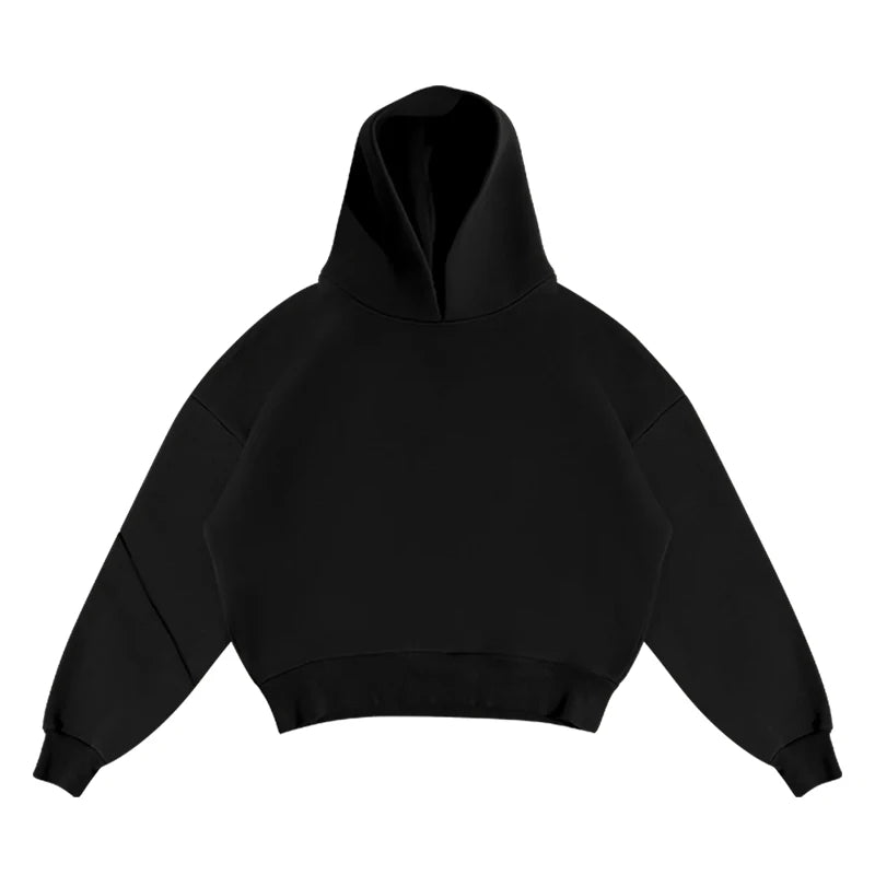 Y2k American Winter Oversized Hoodies Sweatpants Suits Men's Vintage Hip Hop Casual Elasticity Pullover Fashion Punk 2 Piece Set