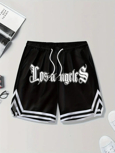 LOS ANGLES Print Men's Loose Large Drawstring Casual Minimalist Shorts Man Pants Casual Shorts Summer New In Men Clothing Thi