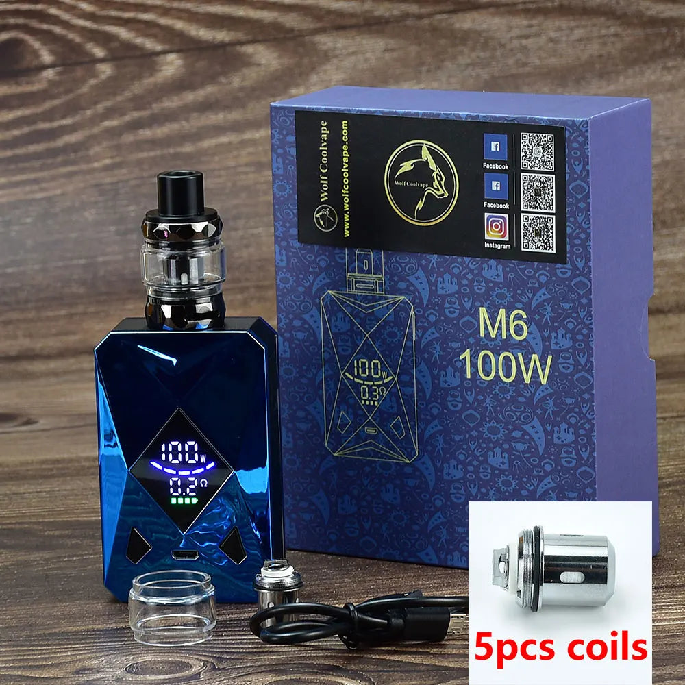 100W Box Mod Vape Kit m6 mod kit 4ml Vaper Atomizer 2600mah Battery Electronic Cigarette vape Vaporizer kit