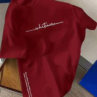 Men's summer 100 cotton fashionable casual sports loose plus size simple letter printed round neck short sleeved T-shirt top