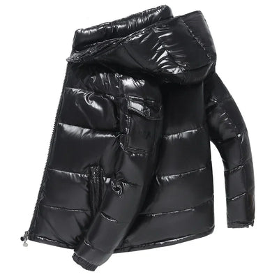 New High Quality Parkas Windproof Thickened Warm Long Sleeve Hooded Down Coat Men Trend Solid Color Short Winter Hooded Jackets