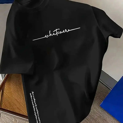 Men's summer 100 cotton fashionable casual sports loose plus size simple letter printed round neck short sleeved T-shirt top