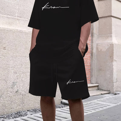 Men's suit short sleeve T-shirt and shorts