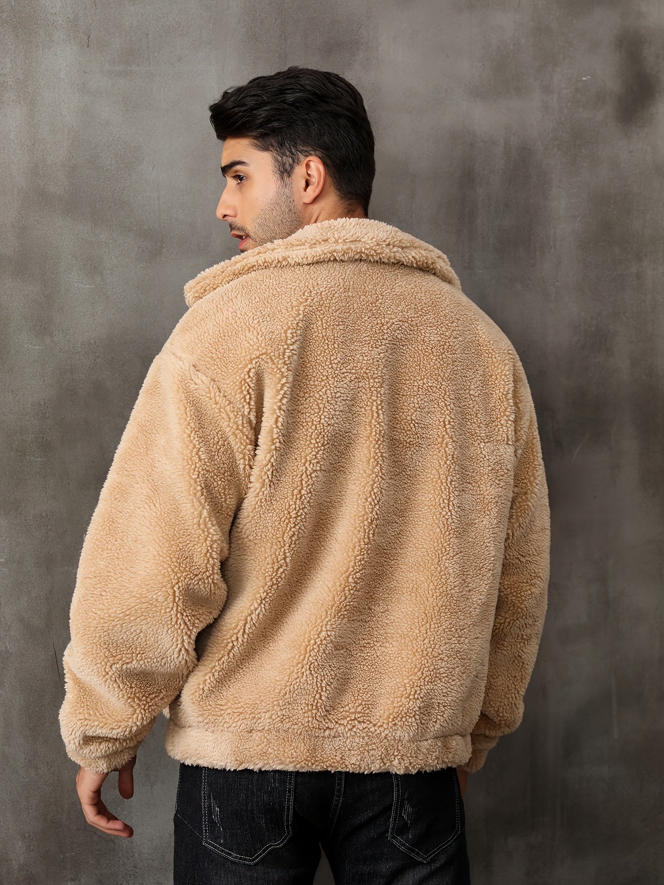 RELISH NOLESS Men's Casual Fleece Jacket - Warm, Zip-Up Winter Coat with Stand Collar &amp; Pockets