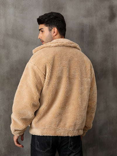 RELISH NOLESS Men's Casual Fleece Jacket - Warm, Zip-Up Winter Coat with Stand Collar &amp; Pockets