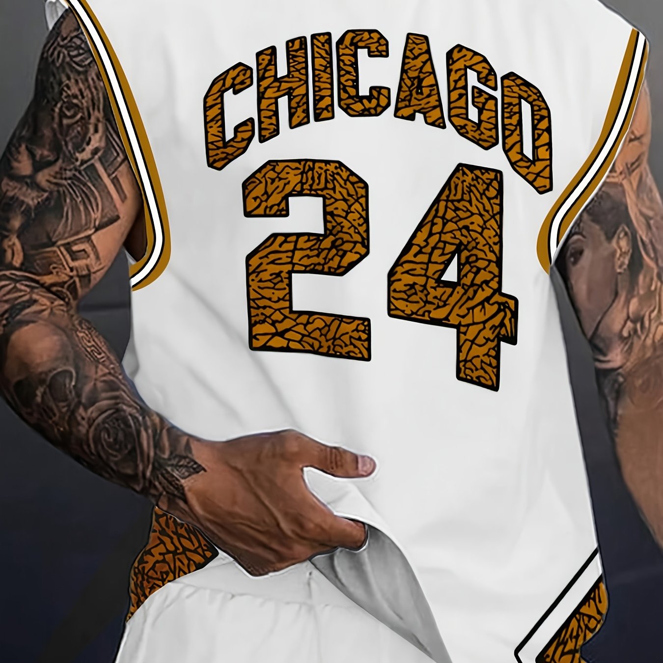 Men'S Chicago 24 Basketball Jersey Tank Top - Navy Blue &amp; White 3D Print Design, Sleeveless Crew Neck, Casual Summer Sportswear, Perfect for Casual Attire, Basketball Shirt, Comfortable Fit