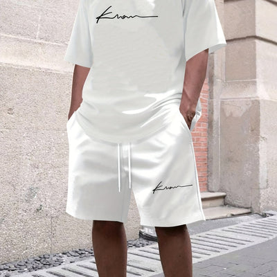 Men's suit short sleeve T-shirt and shorts