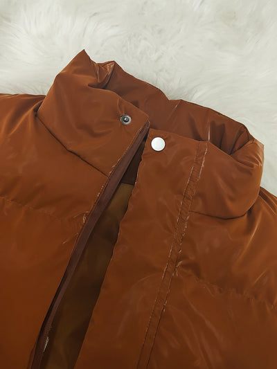 [Cozy Warmth] Men's Sleek Thickened Fleece-Lined Vest - Warm Stand Collar Zip-Up Sleeveless Jacket with Pockets for Fall &amp; Winter Comfort