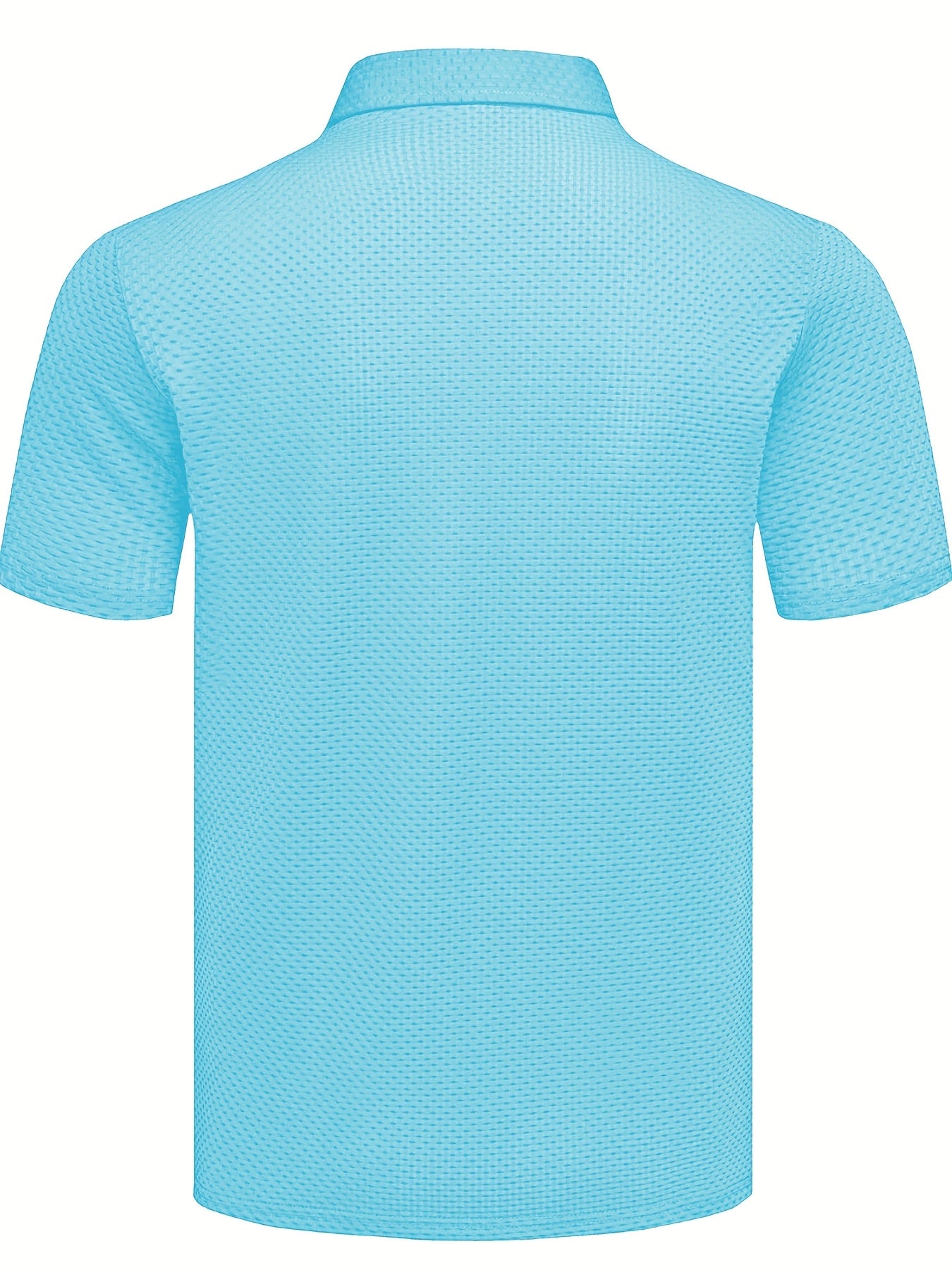 Men'S Casual Golf Shirt with Geometric Print, Lightweight Knit Fabric, Regular Fit, Short Sleeve, Button-Up Collar, Summer Wear, Golf Shirt