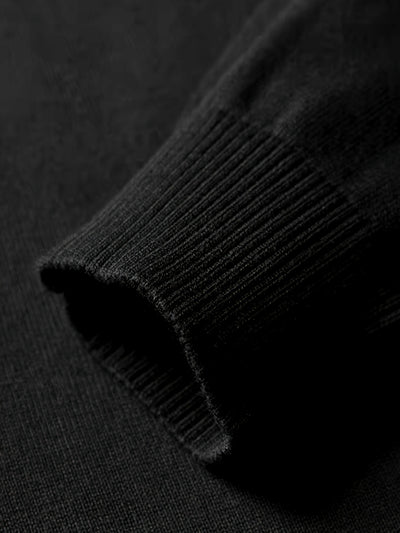 1pc Men's Casual Short Sleeve Knit Sweater - Solid Black Round Neck Half-Zip Pullover, Regular Fit Autumn Winter Layering Essential, Hand Wash Only