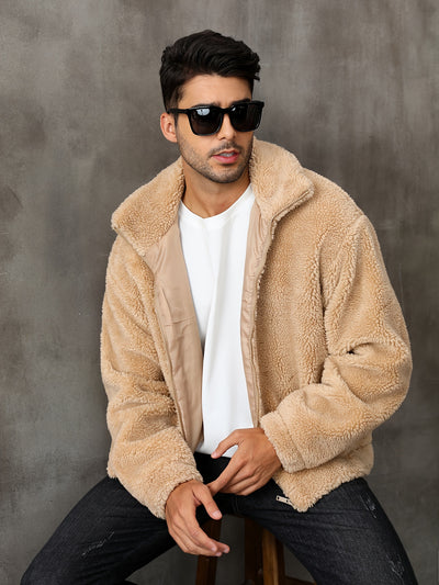 RELISH NOLESS Men's Casual Fleece Jacket - Warm, Zip-Up Winter Coat with Stand Collar &amp; Pockets