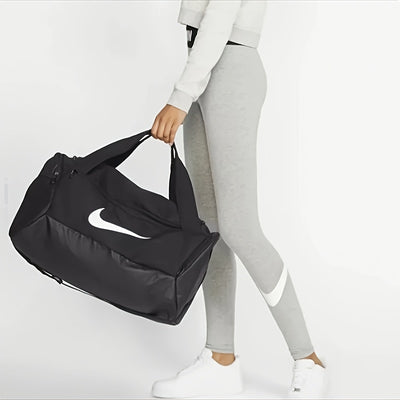 Nike Brasilia Double Zipper Large Capacity Gym Bag - Durable Polyester Sports Duffel with Multiple Compartments, Reinforced Handles &amp; Adjustable Shoulder Strap for Basketball, Travel, Casual Use - Unisex Black BA5957-010, Bas