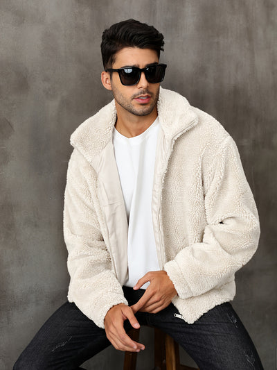 RELISH NOLESS Men's Casual Fleece Jacket - Warm, Zip-Up Winter Coat with Stand Collar &amp; Pockets